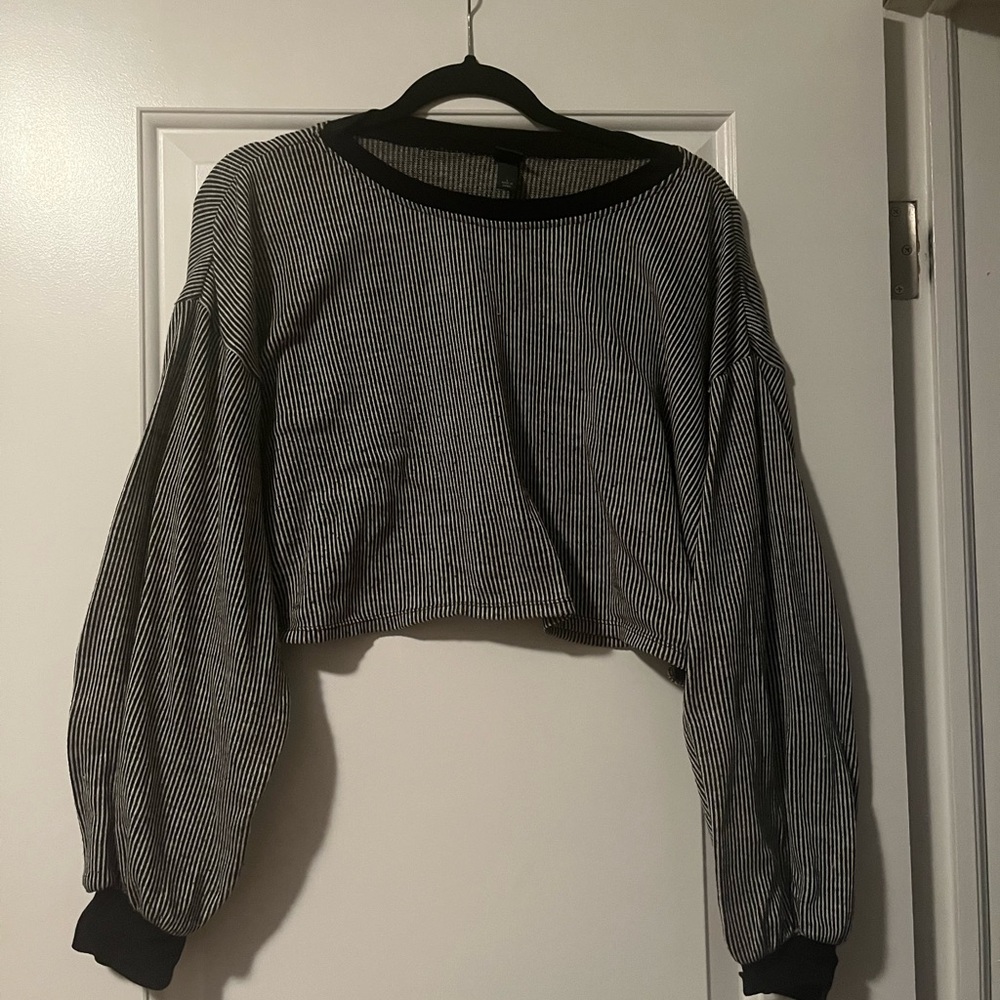 Wild Fable Black and White Striped Crop Top